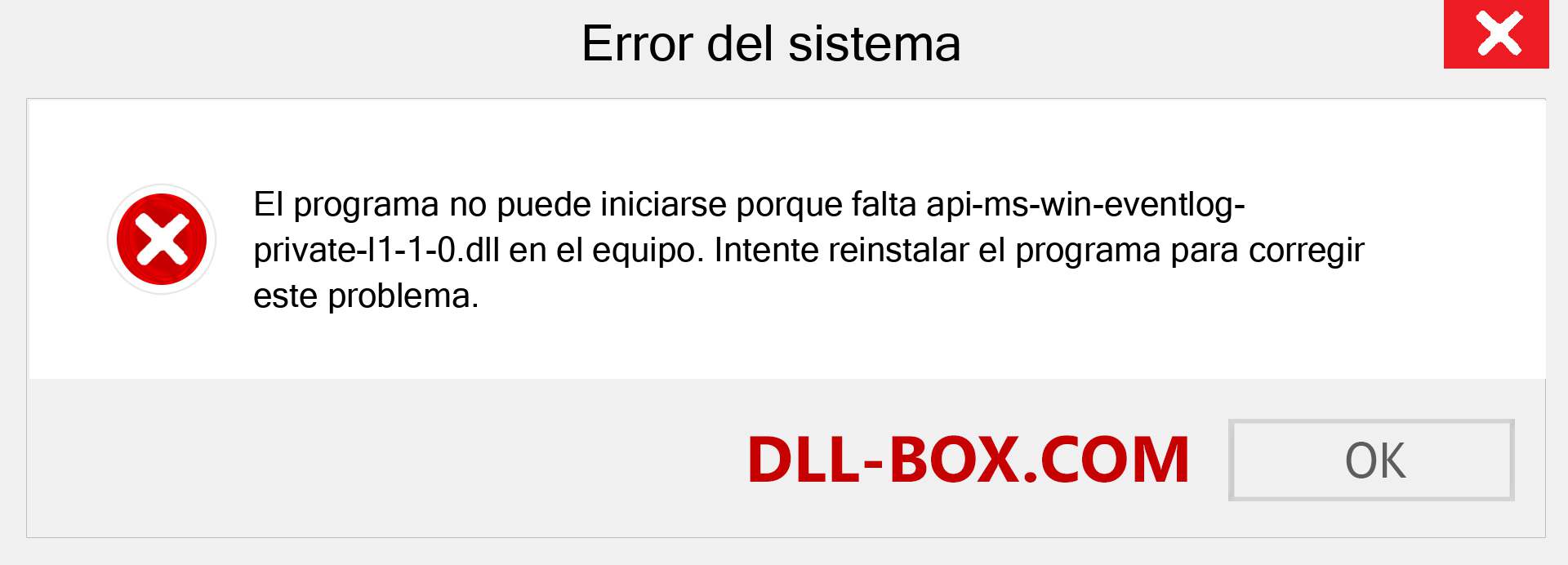 ¿Falta el archivo api-ms-win-eventlog-private-l1-1-0.dll ?. Descargar para Windows 7, 8, 10 - Corregir api-ms-win-eventlog-private-l1-1-0 dll Missing Error en Windows, fotos, imágenes